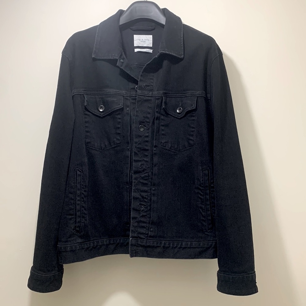 Rag and Bone New York The Definitive Black Denim Jacket Mens XXL 2XL Japan